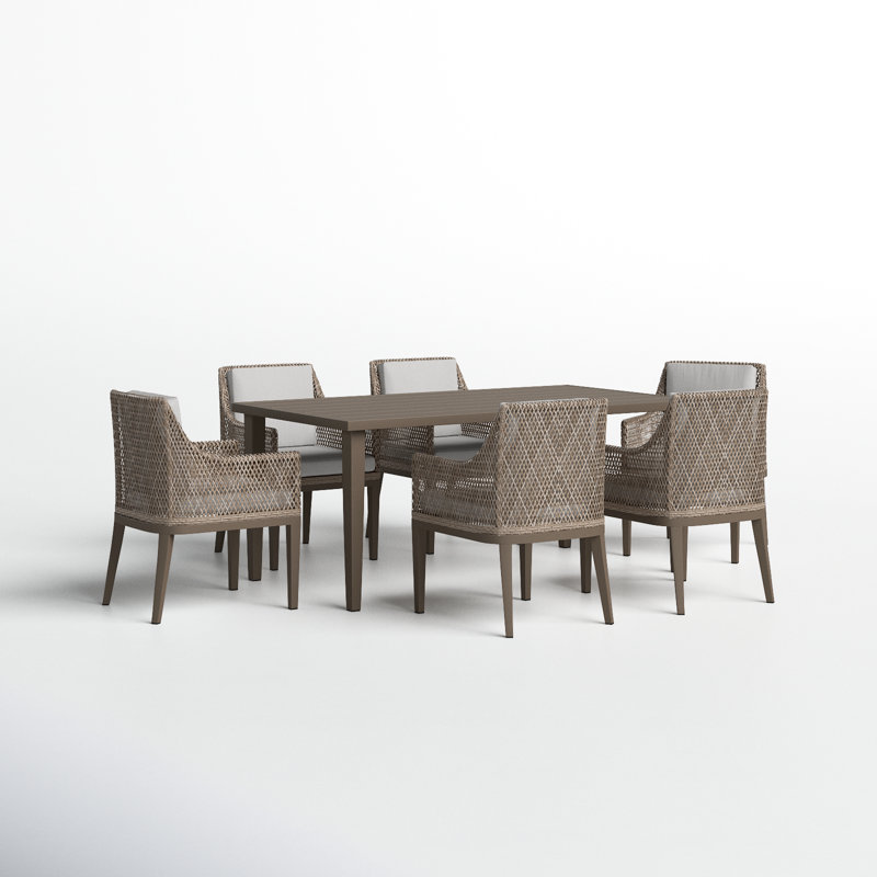 Galilea 7 Piece Aluminum Outdoor Dining Set with Grey Fabric