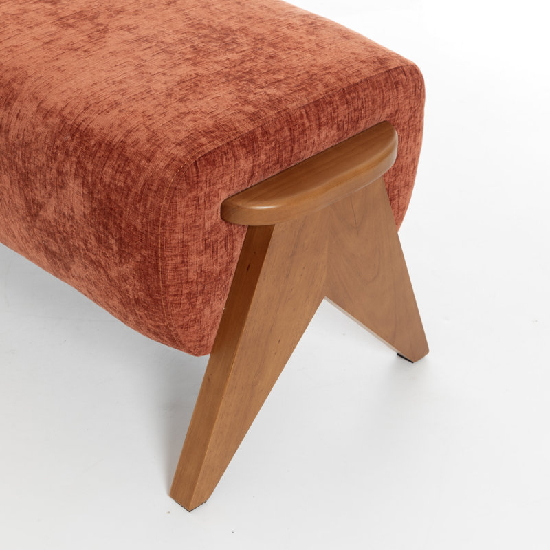 Banc en bois massif multifonctionnel Kyajah, Orange