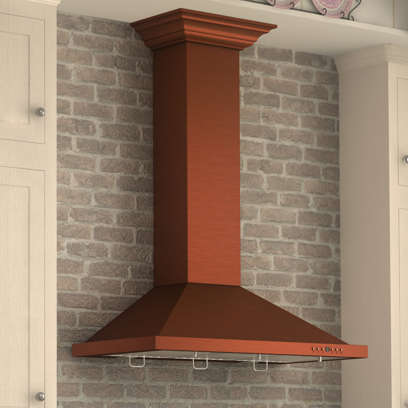ZLINE 36" Designer Series Fingerprint Resistant Stainless Steel Convertible Vent Wall Mount Range Hood (8KBS-36), Copper