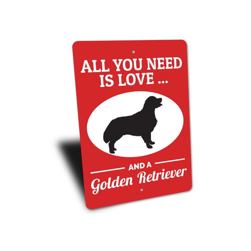 Plaque en aluminium Golden Retriever, H 14 po x l 10 po x P 0,04 po