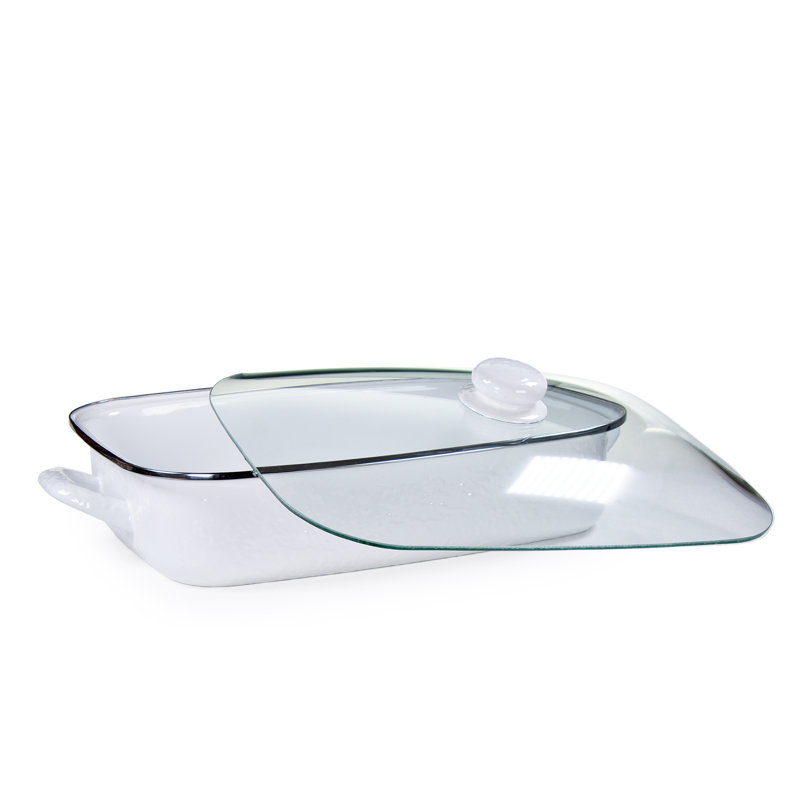 Golden Rabbit 10.5 Qt. Rectangular Lasagna Pan with Lid, White