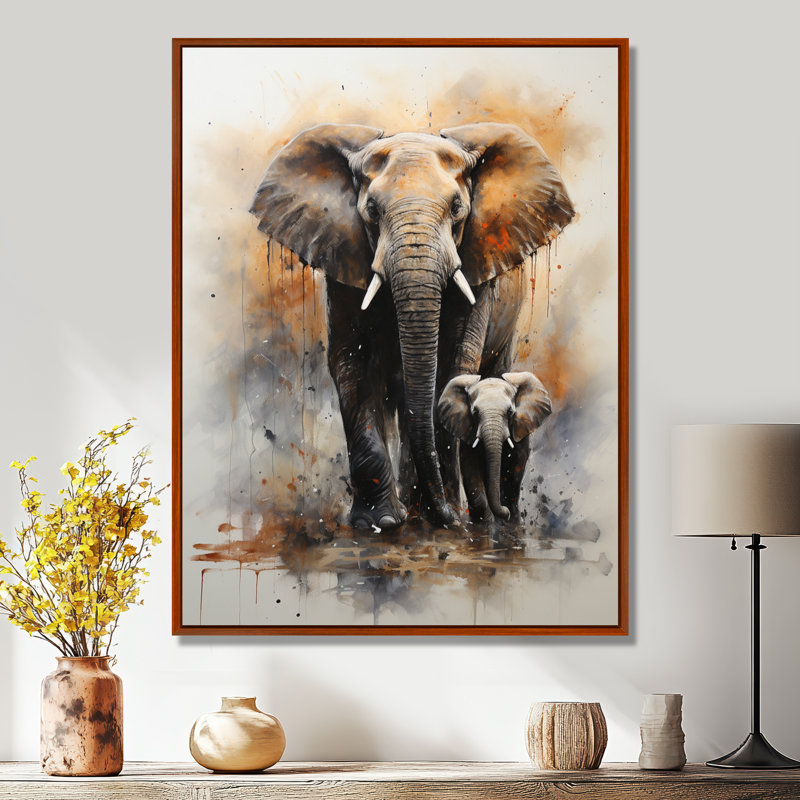 «Keehn Elephant Gentle Giants Elephants II», reproduction sur toile encadrée, H 32 po x l 24 po x P 1 po, Cadre flottant brun