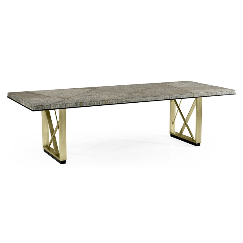 Geometric Solid Wood Top Dining Table, 44" W x 84" L