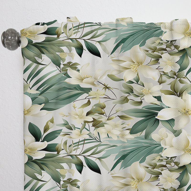 Neutral Oasis Iii Tropical Pattern II - Tropical Velvet Curtain - Room Darkening - 1 panel, 52" W x 84" L