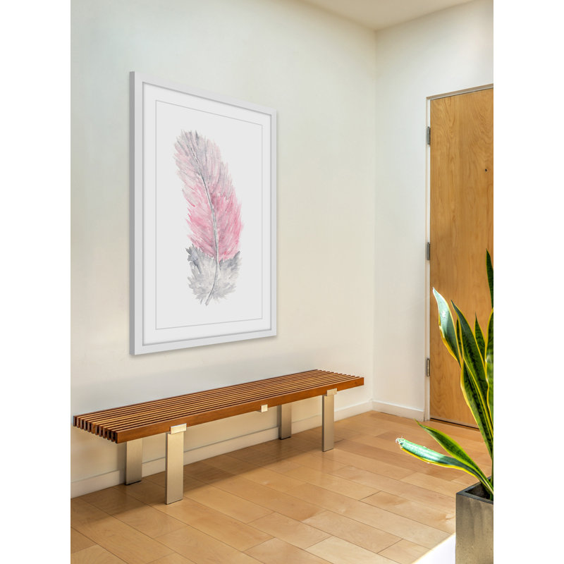 «Pink Feather» par Thimble Sparrow, reproduction encadrée, H 18 po x l 12 po x P 1,5 po