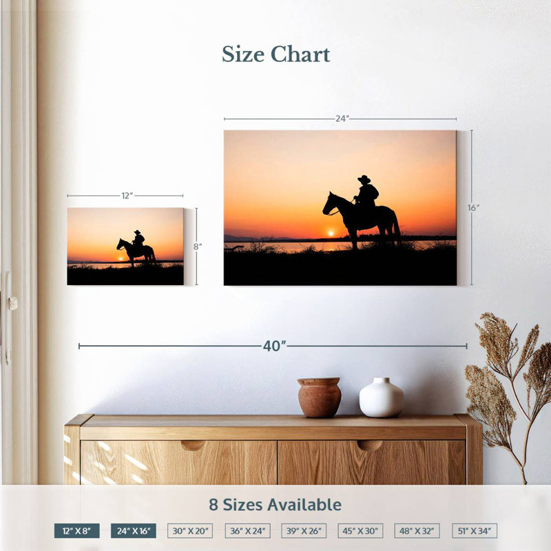 Silhouette de cowboy Lelar, H 16 po x l 24 po