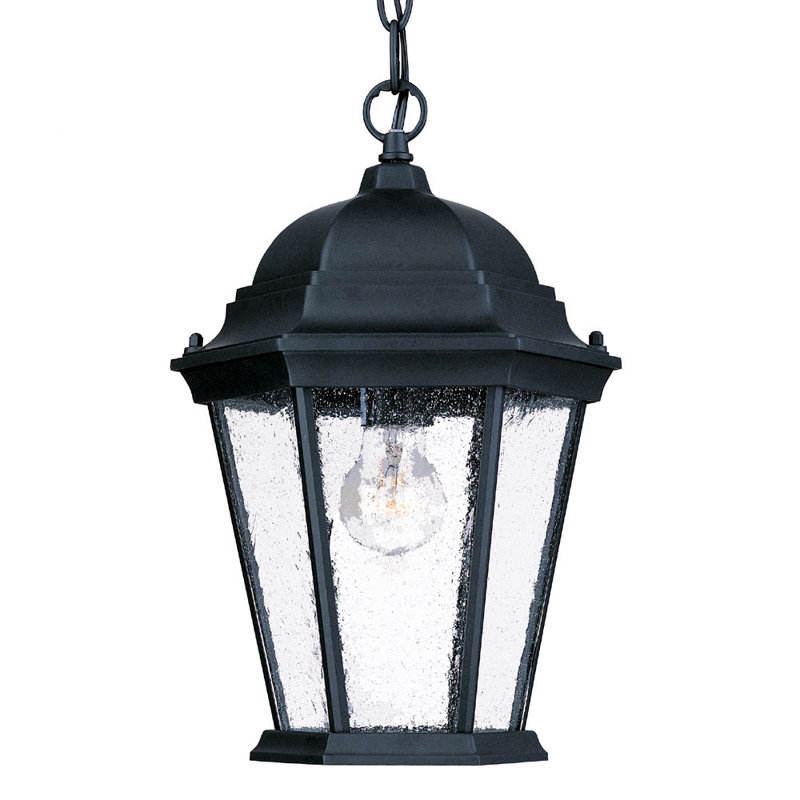 Howa Outdoor Hanging Lantern, Matte Black, Seeded