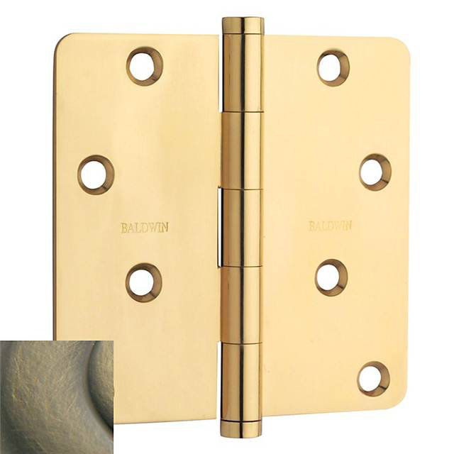 Satin Brass and Black 4" x 4" Radius Corner Cabinet Hinge