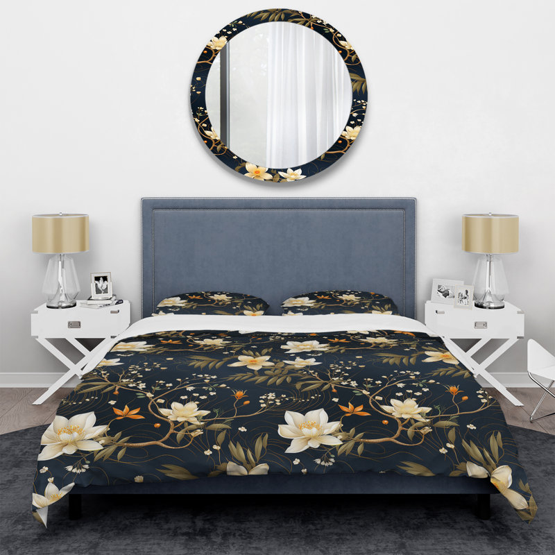 Ensemble de housse de couette Graceful Floral Essence Of Zen II, Housse de couette pour très grand lit et 2 très