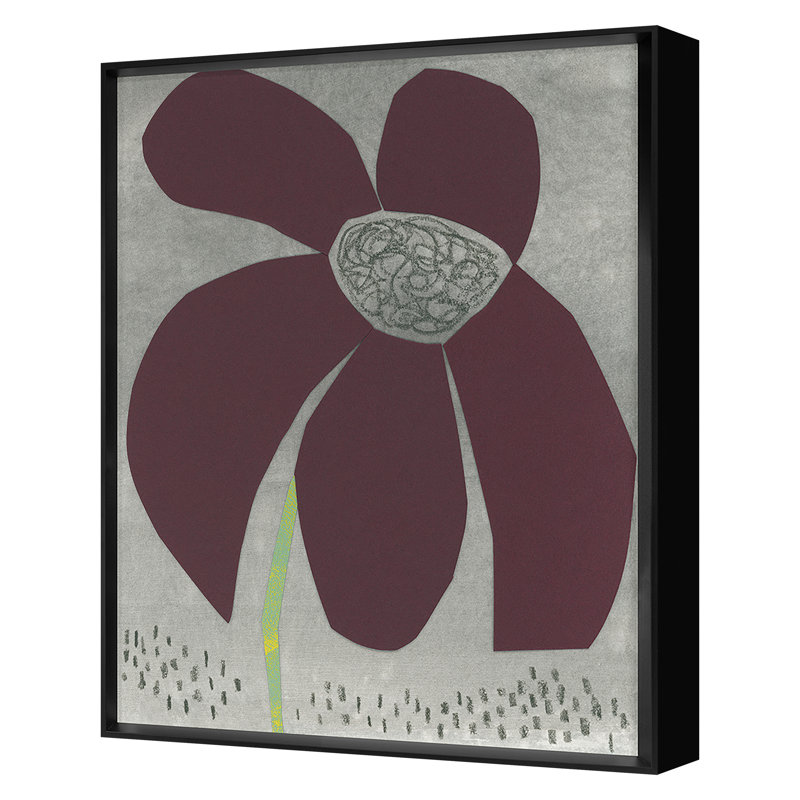 «Flower Collage 10» par Renee Stramel - impression d'un seul cadre, Cadre noir, H 30 po x l 24 po x P 1,75 po