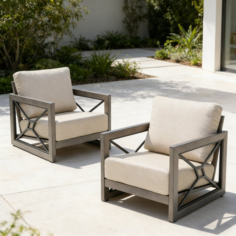 Marindo Patio Aluminum Club Chairs Lounge Chairs with Sunbrella® Cushions