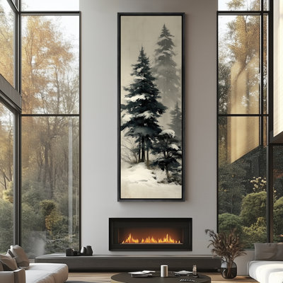 Forêt hivernale brumeuse et pins enneigés - Tableau sur toile encadré grand format