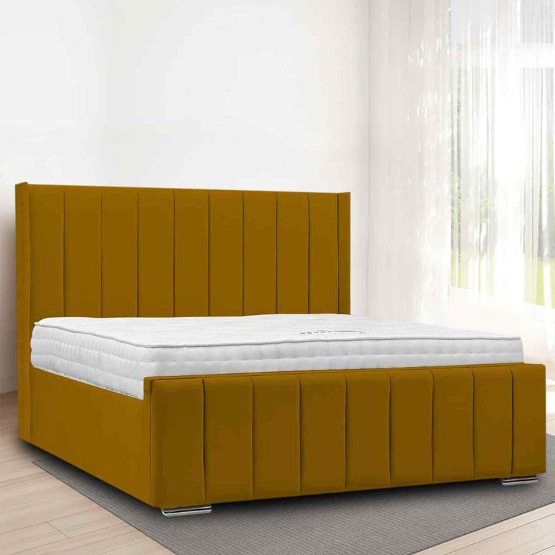 Upholstered Bed, Single (3'), Mustard