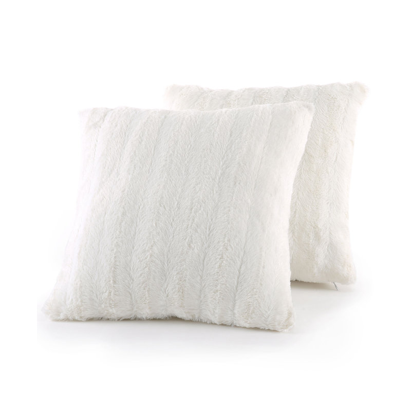 Rust Faux Fur and Micro Plush Throw Pillow Set