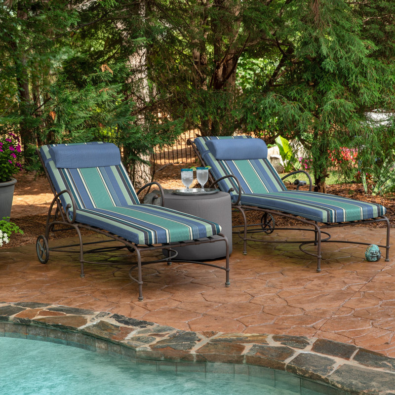 Casual Cushion Outdoor Chaise Headrest Pillow, Sunbrella Fade & Water Resistant for Chaise Loungers & Pool Recliners, 19"W x 8.5"L, 3.25" thick, Removable Cover, Cast Ocean