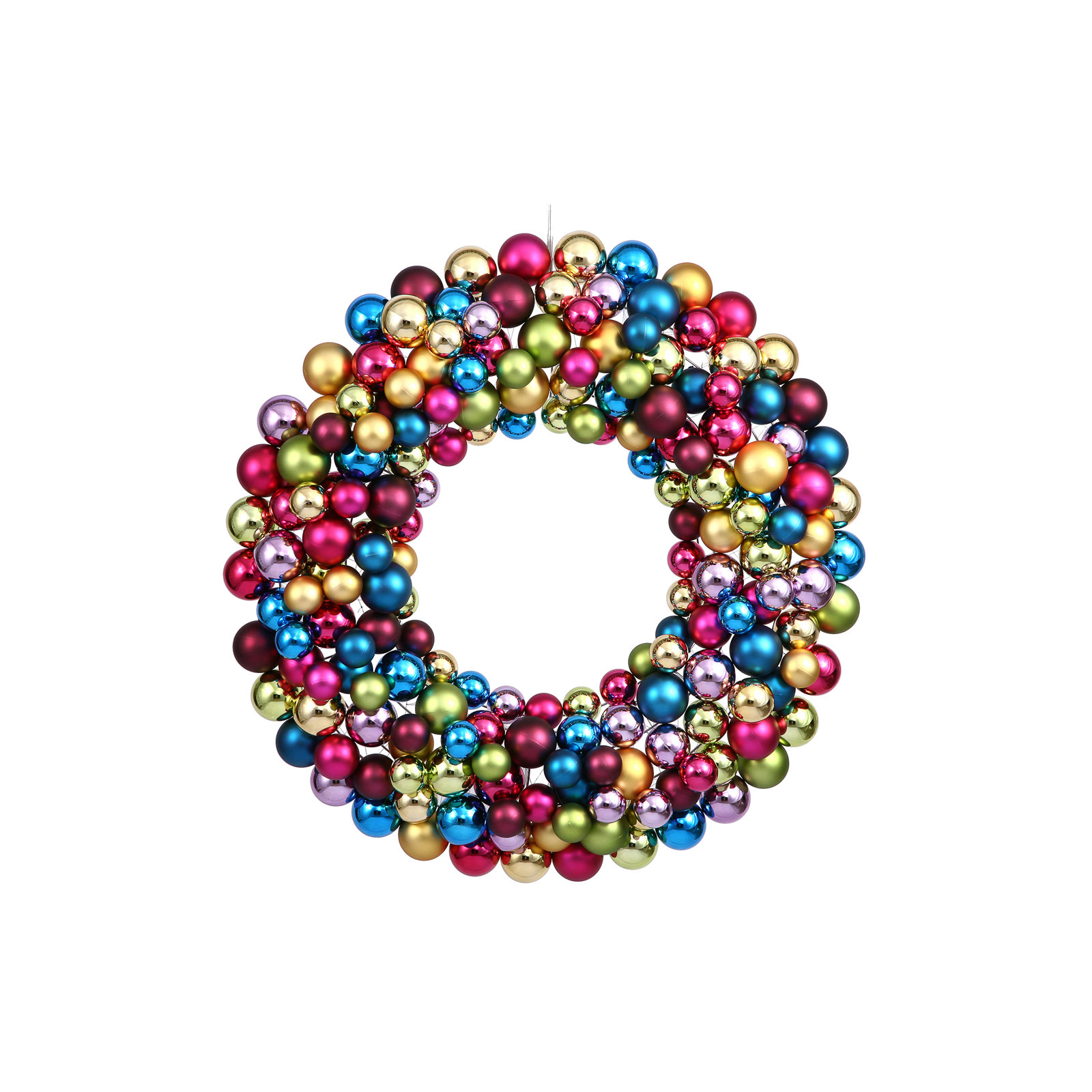Shiny and Matte Ball Wreath, Multi, 36"