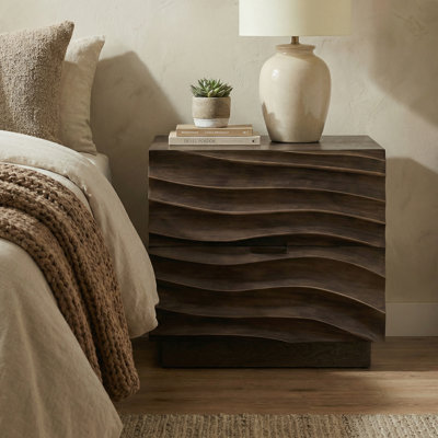 Solid Wood Nightstands With 2 Drawers, Handle-Free Bedside Tables For Bedroom Or Living Room, 2 Color Options