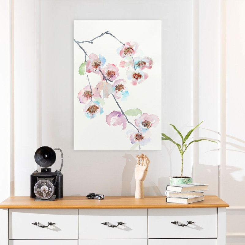 Art mural délicat et élégant cerisier éthéré nature au printemps, H 24 po x l 16 po