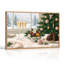«Champagne Flutes and Pudding on Winter Table Christmas», art mural sur toile-1446586563