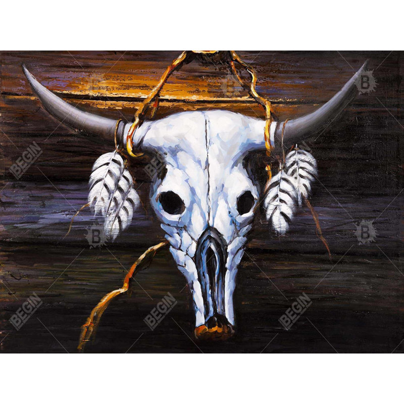 Polyester Sateen Duvet Cover, Twin Duvet, Blue Hanged Bull Skull