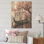 «Pink Romantic Landscape Canoe By The Lake House» - Paysage romantique sur bois