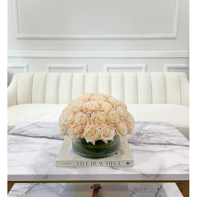 Large Dome Real-Touch Rose Centerpiece, Champagne 