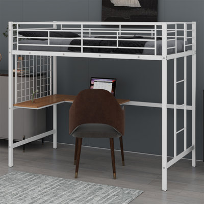 Metal Loft Bed With Desk And Metal Grid by Mason & Marbles
