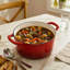Cocotte en fonte émaillée Overmont, casserole robuste avec couvercle et deux poignées, pour braiser, ragoûts, rôtir et faire du pain-122513275