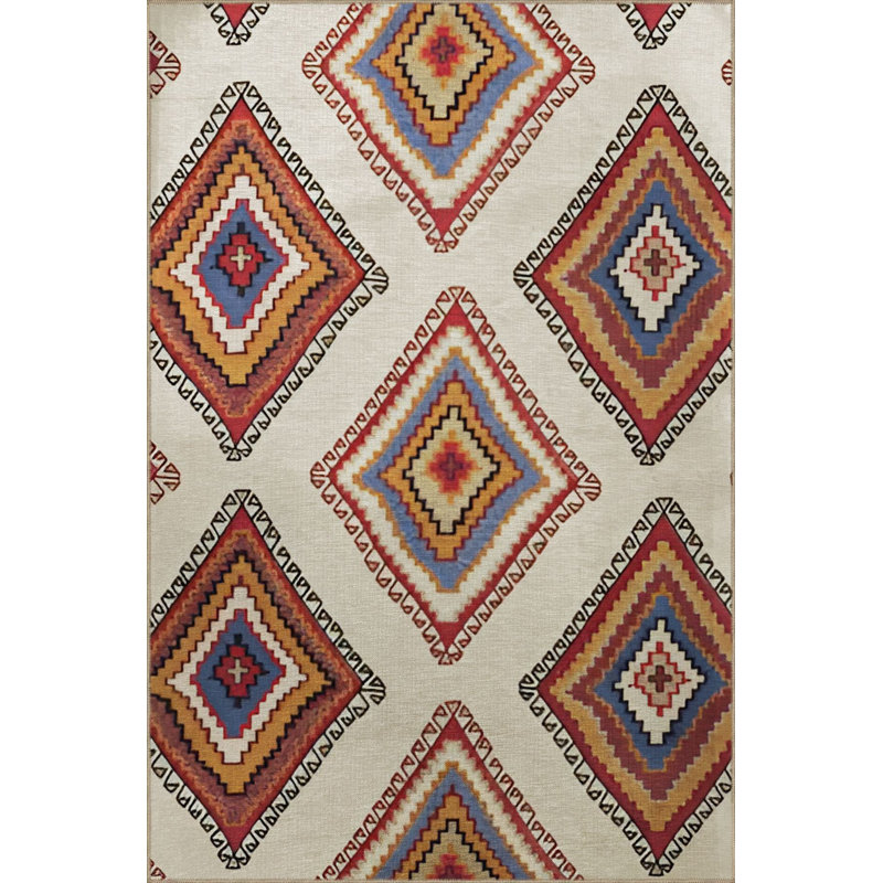 Tapis décoratif lavable à la machine beige, Rectangle 2 pi 6 po x 4 pi 11 po