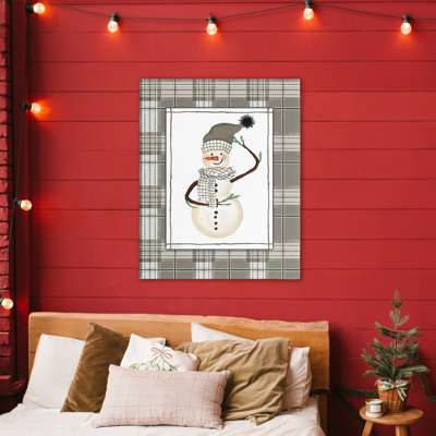 Winter Snowman Green Plaid Canvas, design by Cindy Jacobs
