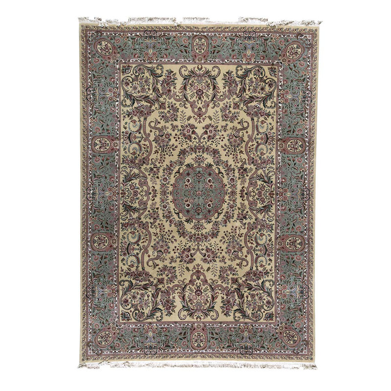 Prince Wool Oriental Area Rug in Gold/Light Green, Rectangle 10'0"  x  14'0"