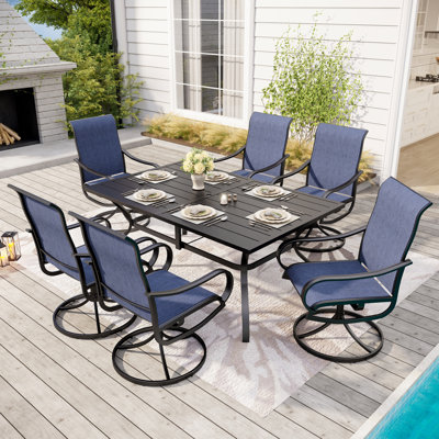 Sutiya Rectangular 6 - Person 60'' L Outdoor Dining Set with Swivel Chairs
