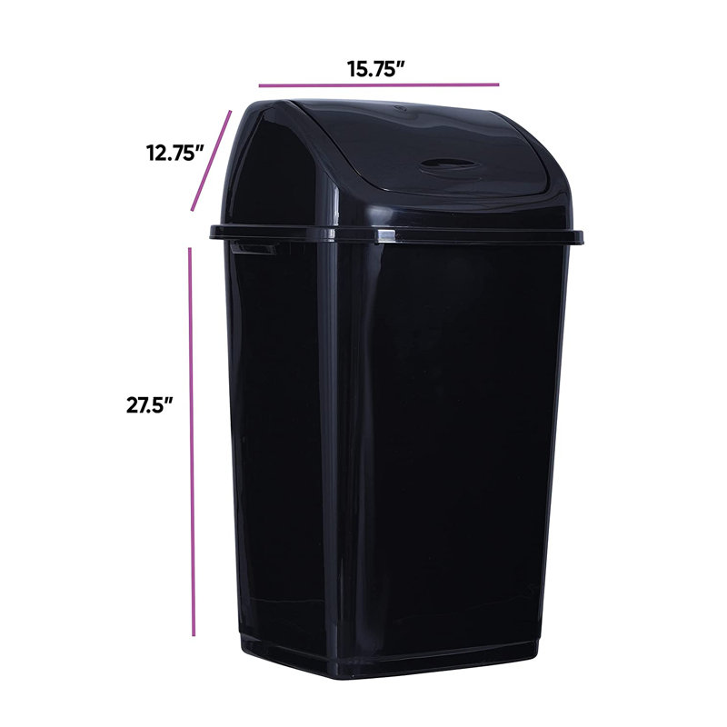Poubelle à couvercle en plastique 13 gallons