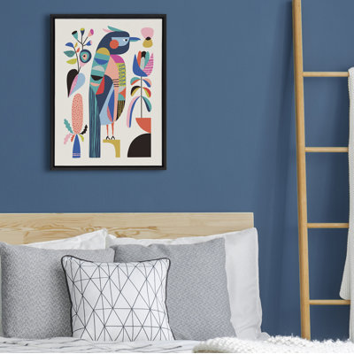 Mid Century Modern Kookaburra by Rachel Lee 3 Birdies Studio Framed Canvas Wall Art Print