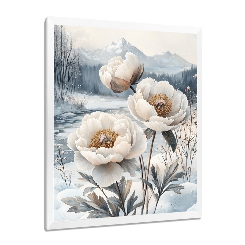 Marion - Floral Canvas Prints, 44" H x 34" W, Single Picture Framed Print, White