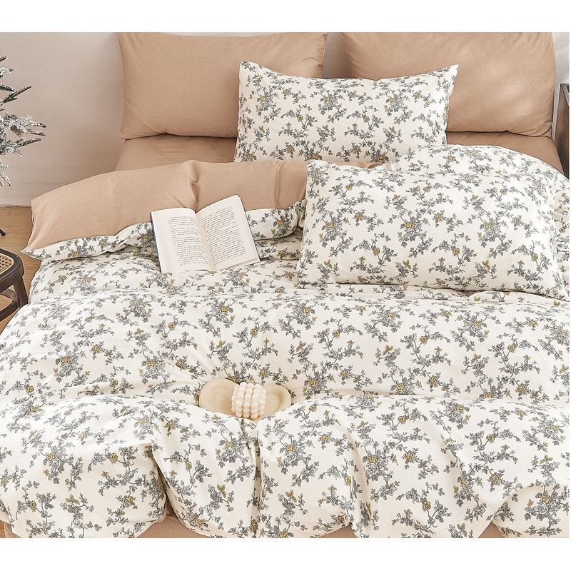 Ensemble d'édredon réversible 100% coton Demi-Dusk, Édredon pour très grand lit + 2 taies décorativ