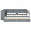 Lit plateforme en bois avec tablettes de rangement, tiroirs, station de charge et tête de lit tapissier-911000358-911000359
