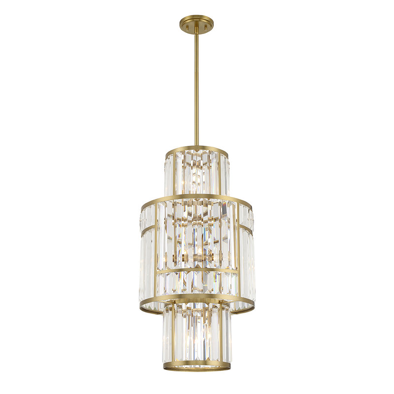 Luminaire suspendu cylindrique à 8 lumières, Or