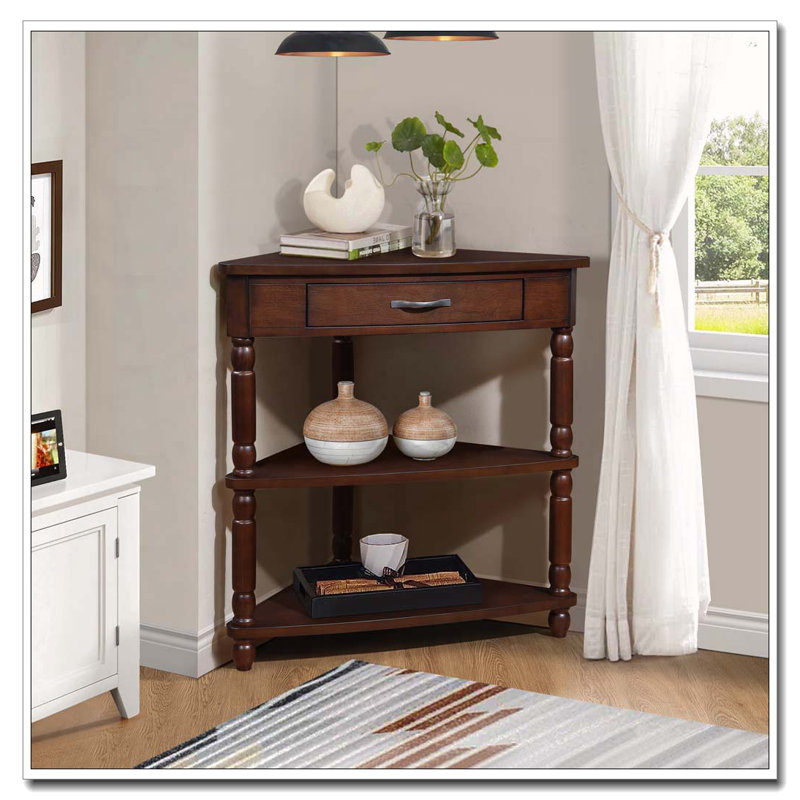 Petite table de coin 33,8 po, Espresso clair