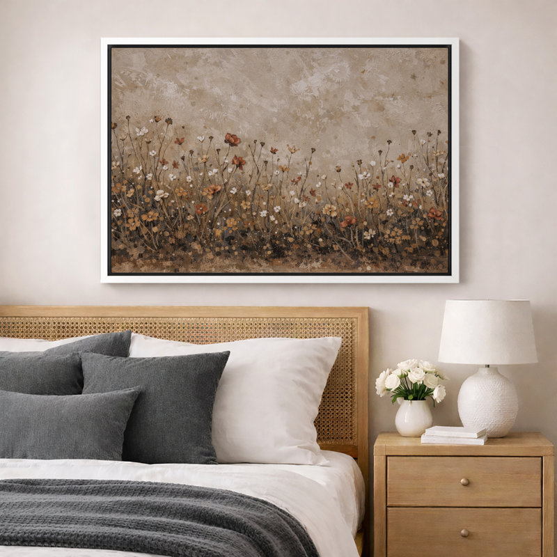 Autumn Wildflower Meadow Artwork, Living Room Pictures, Framed Canvas Giclee Print Wall Art, 36" H x 24" W