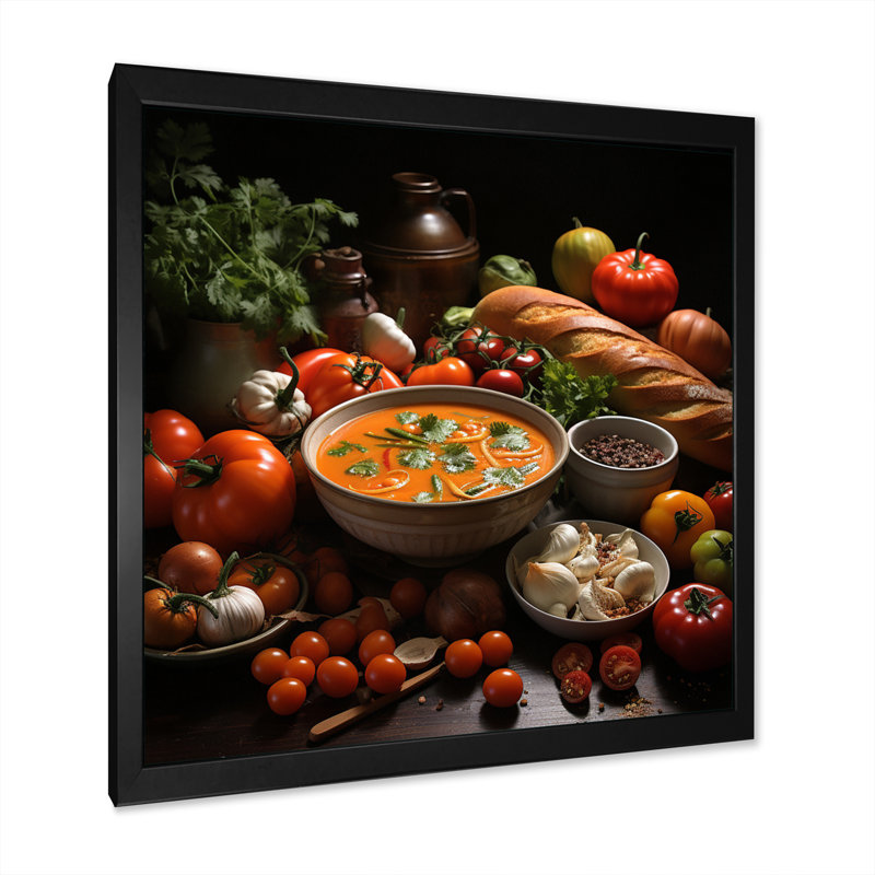" Hearty Soup I ", 16" H x 16" W x 1" D, Black Single Picture Framed