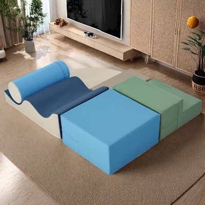 Ensemble de jeu en mousse souple 6 pièces pour enfants, escalade, rampe, tapis et tapis