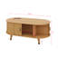 Table basse ovale cannelée de 42,5 po avec station de charge, table Mid-Century rétro avec porte tambour et pieds