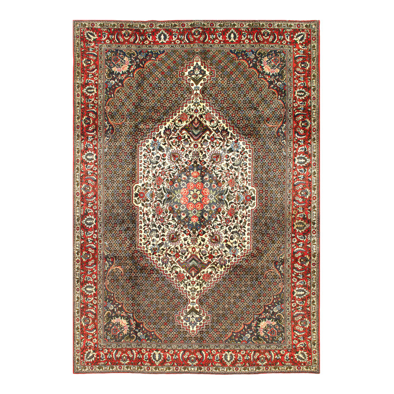 Tapis zone en laine 9 pi 9 po x 10 pi "one-of-kind" à la main noué la Steuben