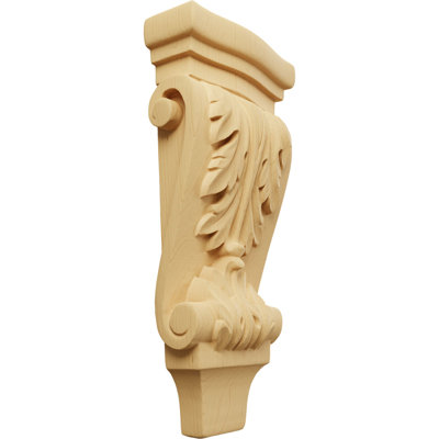 4 3/4"W x 1 3/4"D x 10"H Small Acanthus Pilaster Wood Corbel, (6Pack)