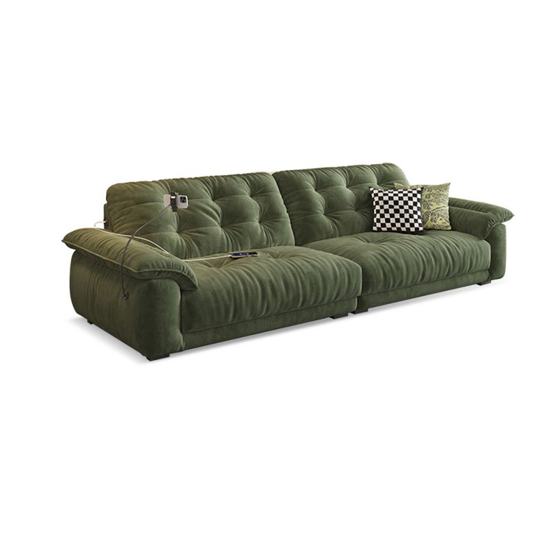 Canapé modulaire en chenille vert avec ports de chargement USB intégrés, H 35,83 po x l 110,24 po x P 40,55 po, 4, Vert