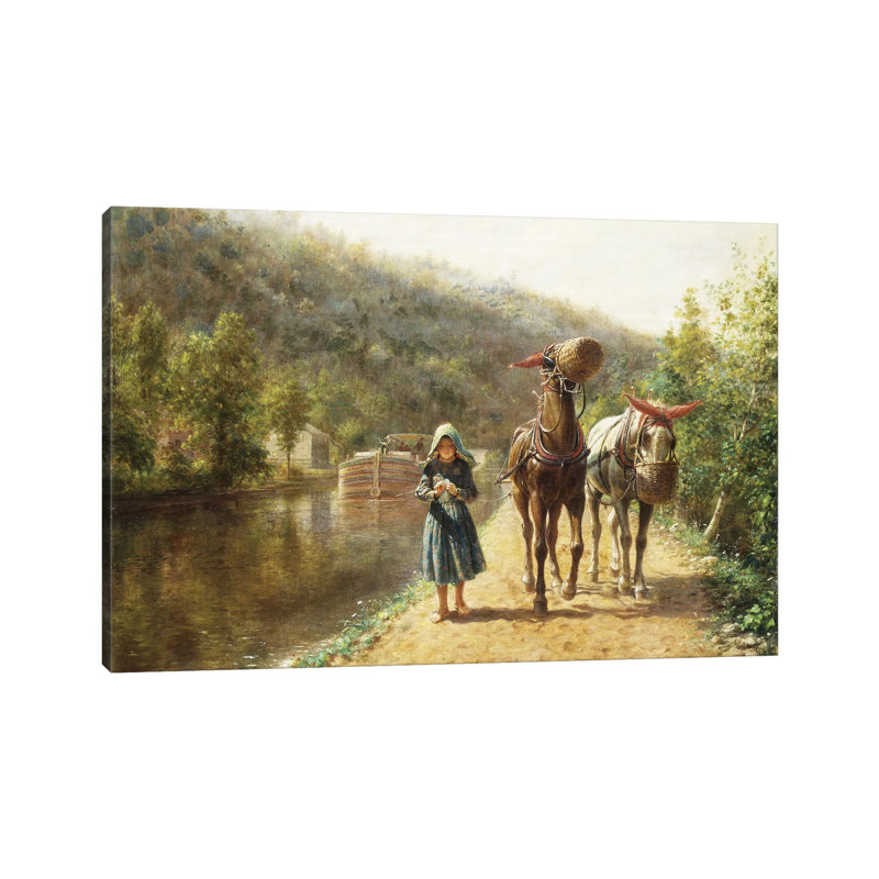 On The Towpath, by Edward Lamson Henry - Wrapped Canvas Painting, 101.6 cm H x 66.04 cm W x 1.91 cm D