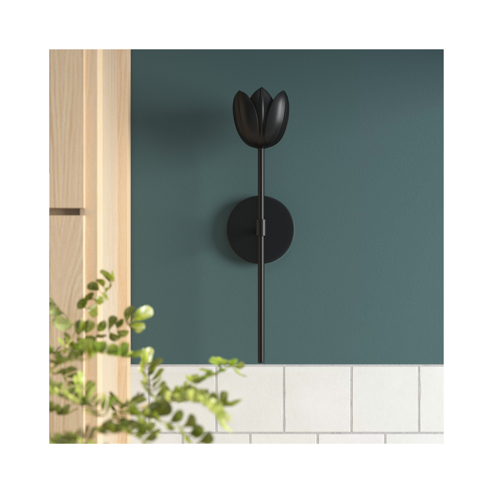 Dario 1-Light Dimmable LED Armed Sconce, Black