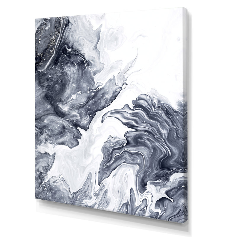 «Black and White Silver Creative Abstract», peinture sur toile, H 32 po x l 16 po x P 1 po, Toile tendue