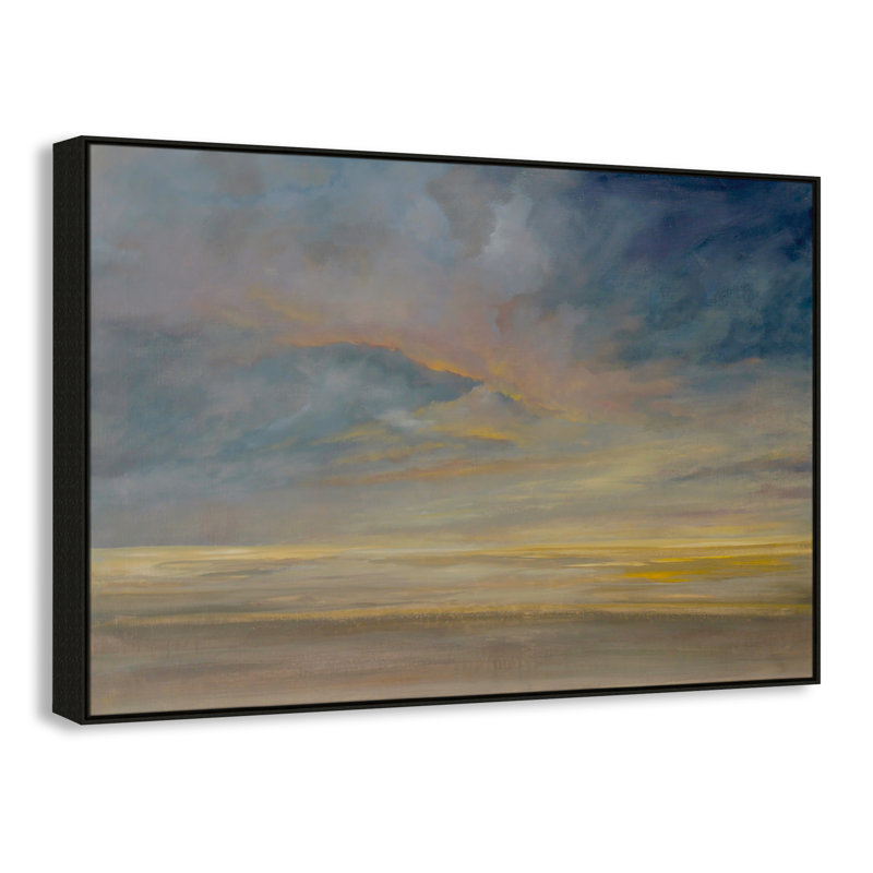 Saffi Dawning Unrest - Peinture sur toile à cadre flottant, H 41,5 po x l 61,5 po, Noir